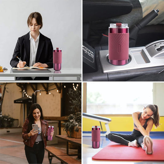 EQURA 520ml Stainless Steel Travel Coffee Mug with Straw – Vacuum Insulated, Spill-Proof Lid, Compact Travel Mug – Reusable, Eco-Friendly for Hot & Iced Beverages