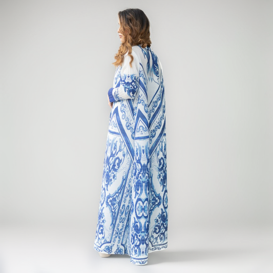 printed abaya in uae, modern abaya, floral design abaya, abaya online