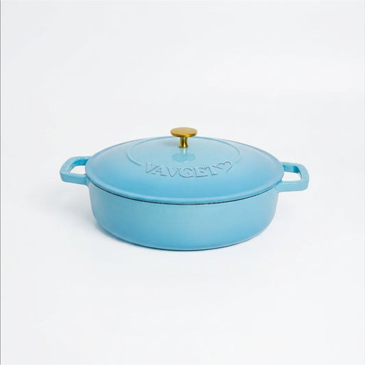 VAV GET Enameled Cast Iron Dutch Oven Braiser. 28cm, 3.79L, Ocean Blue, Induction & All Hob Compatible, Oven & Grill Safe