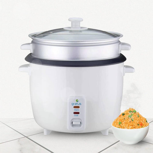 Gratus 2 In 1 Electric Rice Cooker, Cook and keep warm, 1.5 L capacity.