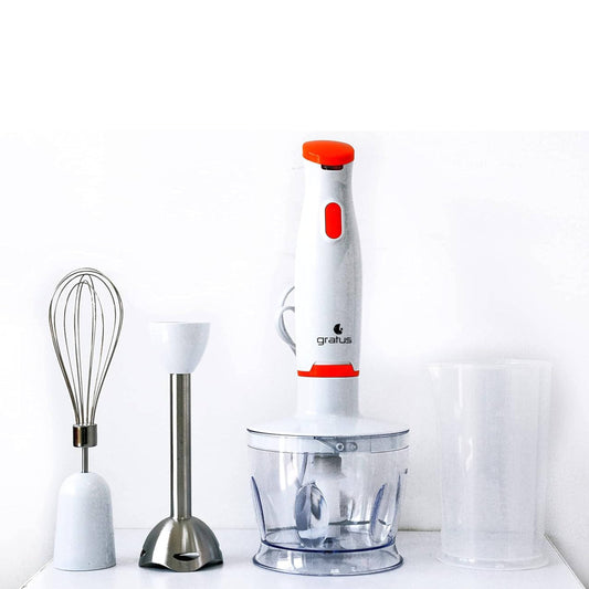 Gratus 400W 4 in 1 Hand Blender with Chopper, Egg Whisk & Beater, 2years warranty, Model- GHB400UC