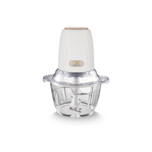 Gratus Food Chopper 350 Watts With 2 Liter Capacity, 2 Speed Control, Glass Bowl, Stainless Steel Blades X 4, Easy to Clean.