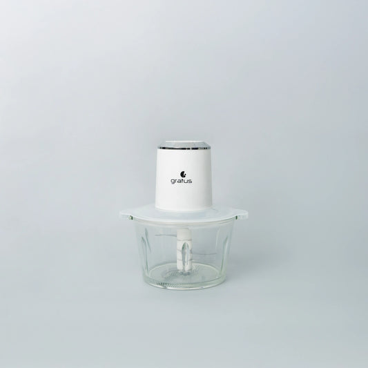 Gratus Hand Chopper Quadra Blade- 2 L Capacity, 2 Speed Control, Glass Bowl, Stainless Steel Blades X 4, Easy to Clean.