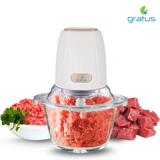 Gratus Food Chopper 350 Watts With 2 Liter Capacity, 2 Speed Control, Glass Bowl, Stainless Steel Blades X 4, Easy to Clean.