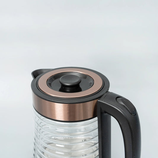 Gratus premium Electric Borosilicate Kettle, Aesthetic LED light design, No Dry Run, Cordless Base, 1-Year Warranty.