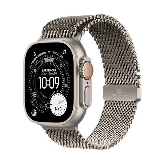 Apple Watch Ultra 3 GPS + Cellular 49mm Premium Running and Multisport Smartwatch with Rugged Natural Titanium Case with Natural Titanium Milanese Loop - Large. Advanced Health and Fitness Tracking  - Middle East Version