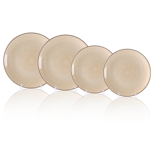 VAV GET 4-Piece Spiral Pattern Dinnerware Plates Set. Service for 2 includes: 2-pieces 26cm / 10inch Dinner Plates, 2-pieces 20cm / 8inch Appetizer Plates.
