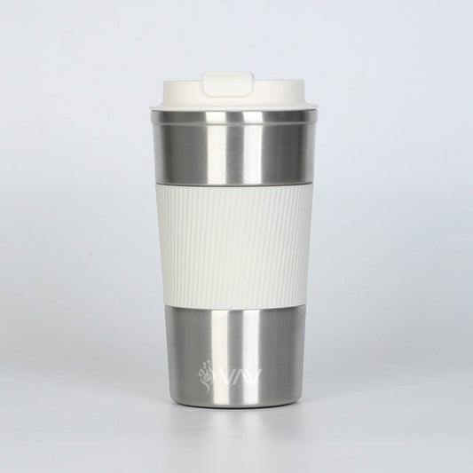 VAV GET Travel Coffee Mug Stainless Steel Vacuum Ice and Hot Drinks Insulated Tumbler for Home Office Outdoor Works White