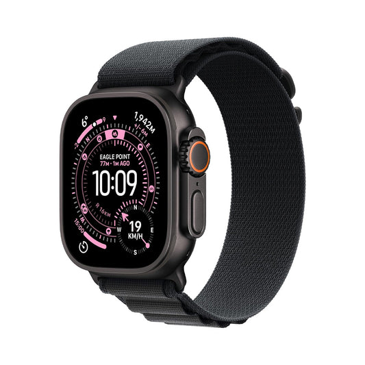 Apple Watch Ultra 3 GPS + Cellular 49mm Premium Running and Multisport Smartwatch with Rugged Black Titanium Case with Black Alpine Loop - Small. Advanced Health and Fitness Tracking