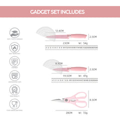 VAV GET 19-Piece Kitchen Knife and Utensils Set with Storage Rack, Silicone Cooking Utensils Set, Heat Resistant Kitchenware including cutting board, spoons whisk scraper spatula. Pink
