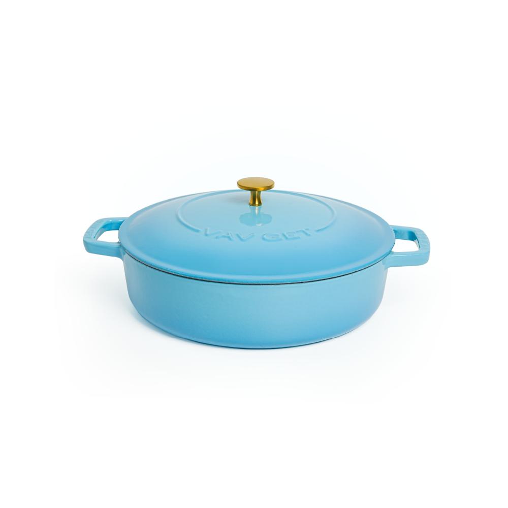 VAV GET Enameled Cast Iron Dutch Oven Braiser. 28cm, 3.79L, Ocean Blue, Induction & All Hob Compatible, Oven & Grill Safe