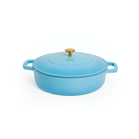 VAV GET Enameled Cast Iron Dutch Oven Braiser. 28cm, 3.79L, Ocean Blue, Induction & All Hob Compatible, Oven & Grill Safe
