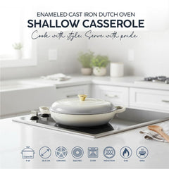 VAV GET  Enameled Cast Iron Dutch Oven Shallow Casserole 12-inch