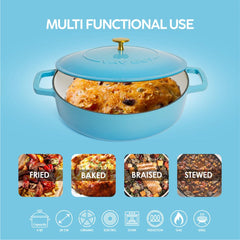 VAV GET Enameled Cast Iron Dutch Oven Braiser. 28cm, 3.79L, Ocean Blue, Induction & All Hob Compatible, Oven & Grill Safe