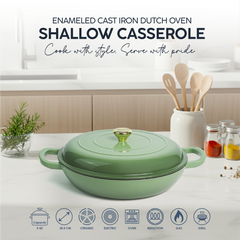 VAV GET  Enameled Cast Iron Dutch Oven Shallow Casserole 12-inch