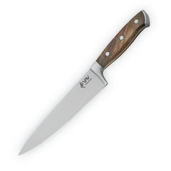 VAV GET Premium 8-inch Chef's Knife. Comfortable Walnut Wood Handle and Professional Stainless Steel with Long-Lasting Sharpness.