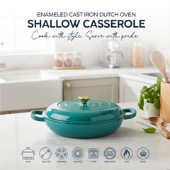 VAV GET  Enameled Cast Iron Dutch Oven Shallow Casserole 12-inch