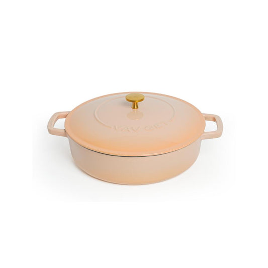 VAV GET Enameled Cast Iron Dutch Oven Braiser. 28cm, 3.79L, Peach, Induction & All Hob Compatible, Oven & Grill Safe