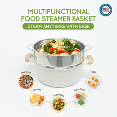 VAV GET 28 CM Deep Casserole with Lid + Steamer – Lattice Series Ceramic Non-Stick, Induction Ready