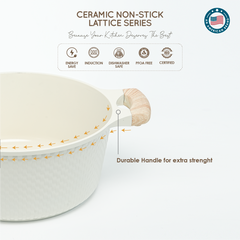 VAV GET 28 CM Deep Casserole with Lid + Steamer – Lattice Series Ceramic Non-Stick, Induction Ready