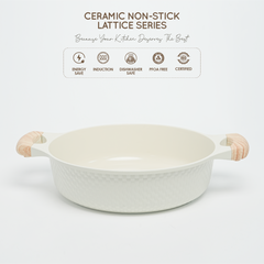 VAV GET 28 CM Shallow Casserole with Lid – Ceramic Non-Stick, Lattice Series, Induction Compatible