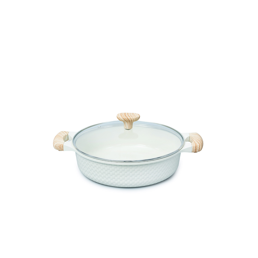 VAV GET 28 CM Shallow Casserole with Lid – Ceramic Non-Stick, Lattice Series, Induction Compatible