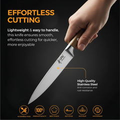VAV GET Premium 5-inch Utility Knife. Comfortable Walnut Wood Handle and Professional Stainless Steel with Long-Lasting Sharpness.