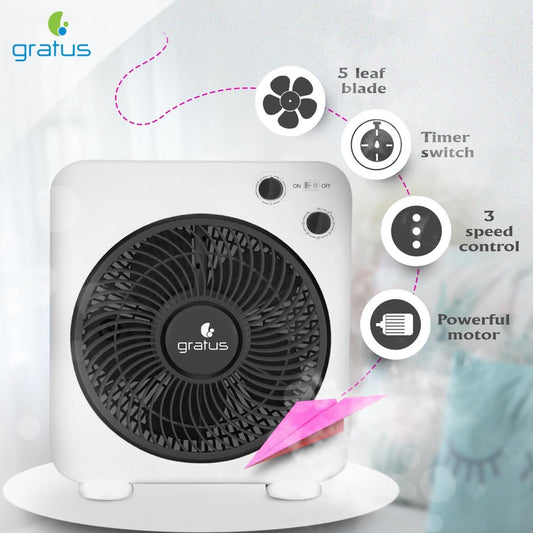 Gratus 12 Inch Electric Box Fan, with 2 years warranty, Model-GRBF12AFTBM