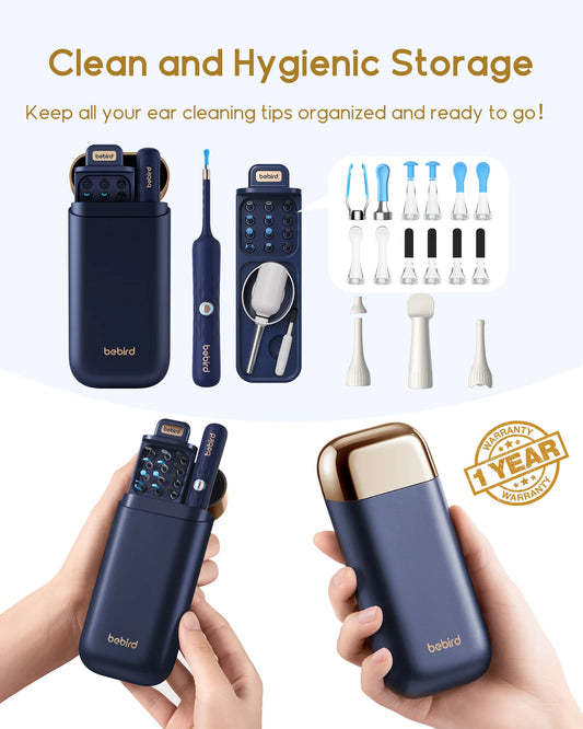 BEBIRD Earsight Plus Ear Wax Removal Tool with HD Camera & Light – Wireless Visual Ear Cleaner (Dark Blue)