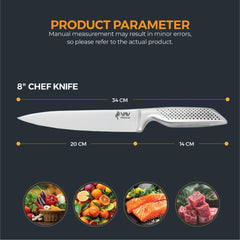VAV GET Premium 8-inch Chef's Knife. Comfortable and Pleasing Handle and Professional Stainless Steel with Long-Lasting Sharpness.