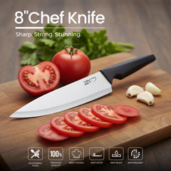 VAV GET Premium 18-Piece Black Stainless Steel Knife Set, Non-Slip Comfort Handles, Sharpened Chef Knives, Fruits & Vegetable Peeler Included, Ideal for Home & Professional Kitchen