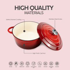 VAV GET Healthy and Safe, Non-Stick Enameled 7-PCS SET of Cast Iron Dutch Oven Cookwares. Set includes: 24cm Dutch Oven Fry Pan, 18cm, 21cm, 24cm Dutch Oven Cookwares with Lids.