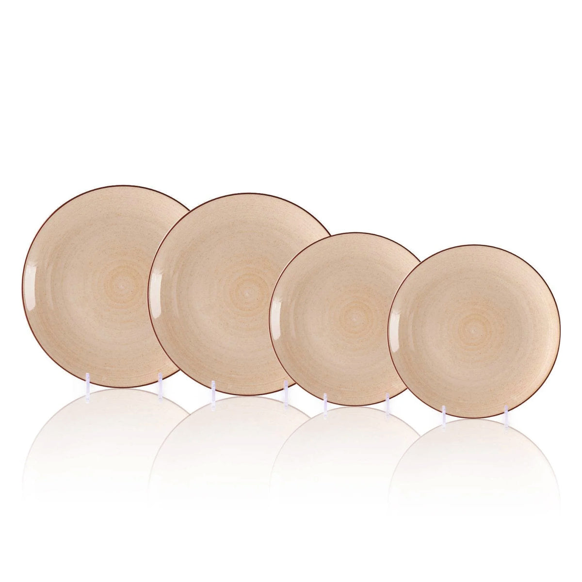 VAV GET 4-Piece Spiral Pattern Dinnerware Plates Set. Service for 2 includes: 2-pieces 26cm / 10inch Dinner Plates, 2-pieces 20cm / 8inch Appetizer Plates.