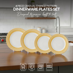 VAV GET 4-Piece Gradual Change Pattern Dinnerware Plates Set. Service for 2 includes: 2-pieces 27cm / 10.55inch Dinner Plates, 2-pieces 23cm / 9inch Appetizer Plates.