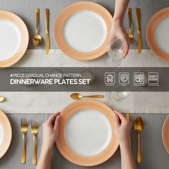 VAV GET 4-Piece Gradual Change Pattern Dinnerware Plates Set. Service for 2 includes: 2-pieces 27cm / 10.55inch Dinner Plates, 2-pieces 23cm / 9inch Appetizer Plates.