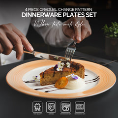 VAV GET 4-Piece Gradual Change Pattern Dinnerware Plates Set. Service for 2 includes: 2-pieces 27cm / 10.55inch Dinner Plates, 2-pieces 23cm / 9inch Appetizer Plates.