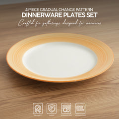 VAV GET 4-Piece Gradual Change Pattern Dinnerware Plates Set. Service for 2 includes: 2-pieces 27cm / 10.55inch Dinner Plates, 2-pieces 23cm / 9inch Appetizer Plates.