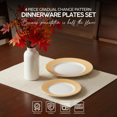 VAV GET 4-Piece Gradual Change Pattern Dinnerware Plates Set. Service for 2 includes: 2-pieces 27cm / 10.55inch Dinner Plates, 2-pieces 23cm / 9inch Appetizer Plates.