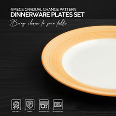 VAV GET 4-Piece Gradual Change Pattern Dinnerware Plates Set. Service for 2 includes: 2-pieces 27cm / 10.55inch Dinner Plates, 2-pieces 23cm / 9inch Appetizer Plates.