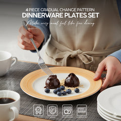 VAV GET 4-Piece Gradual Change Pattern Dinnerware Plates Set. Service for 2 includes: 2-pieces 27cm / 10.55inch Dinner Plates, 2-pieces 23cm / 9inch Appetizer Plates.