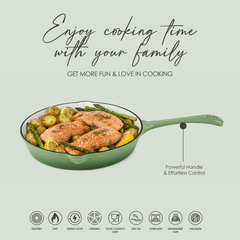 VAV GET Healthy and Safe Non-Stick Enameled Cast Iron 7-Piece Dutch Oven Cookware Set with Gloves and 2-Piece Mills. Includes: 24cm Dutch Oven Fry Pan, 18cm, 21cm, and 24cm Dutch Ovens with Lids, Gloves, and 2-Piece Mills.