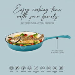 VAV GET Healthy and Safe Non-Stick Enameled Cast Iron 7-Piece Dutch Oven Cookware Set with Gloves and 2-Piece Mills. Includes: 24cm Dutch Oven Fry Pan, 18cm, 21cm, and 24cm Dutch Ovens with Lids, Gloves, and 2-Piece Mills.