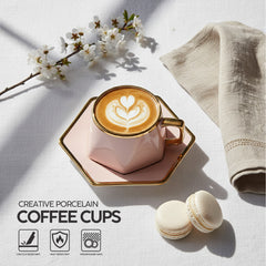 VAV GET 12-Piece Porcelain Coffee Cups (200 cc = 200 ml) & Saucers Set For 6 people
