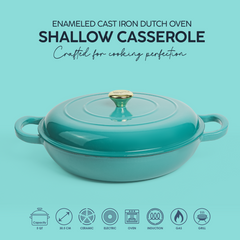 VAV GET  Enameled Cast Iron Dutch Oven Shallow Casserole 12-inch