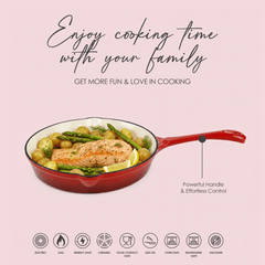 VAV GET Healthy and Safe, Non-Stick Enameled 7-PCS SET of Cast Iron Dutch Oven Cookwares. Set includes: 24cm Dutch Oven Fry Pan, 18cm, 21cm, 24cm Dutch Oven Cookwares with Lids.