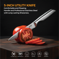 VAV GET PREMIUM 5-inch Utility Knife. Comfortable and Pleasing Handle and Professional Stainless Steel with Long-Lasting Sharpness.