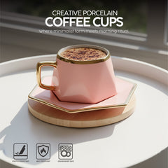 VAV GET 12-Piece Porcelain Coffee Cups (200 cc = 200 ml) & Saucers Set For 6 people
