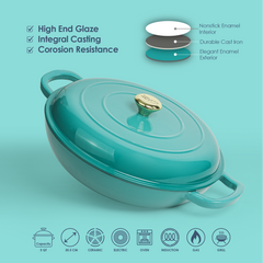 VAV GET  Enameled Cast Iron Dutch Oven Shallow Casserole 12-inch