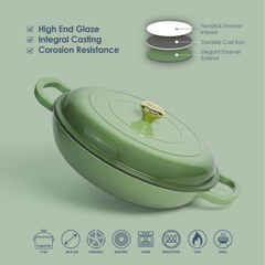 VAV GET  Enameled Cast Iron Dutch Oven Shallow Casserole 12-inch
