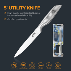 VAV GET PREMIUM 5-inch Utility Knife. Comfortable and Pleasing Handle and Professional Stainless Steel with Long-Lasting Sharpness.